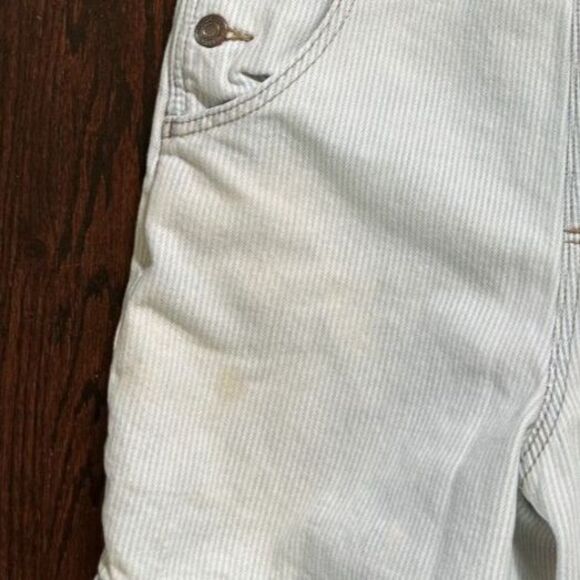Vintage Levi Strauss & Co Light Wash Striped Shortalls Size Small - Picture 7 of 11